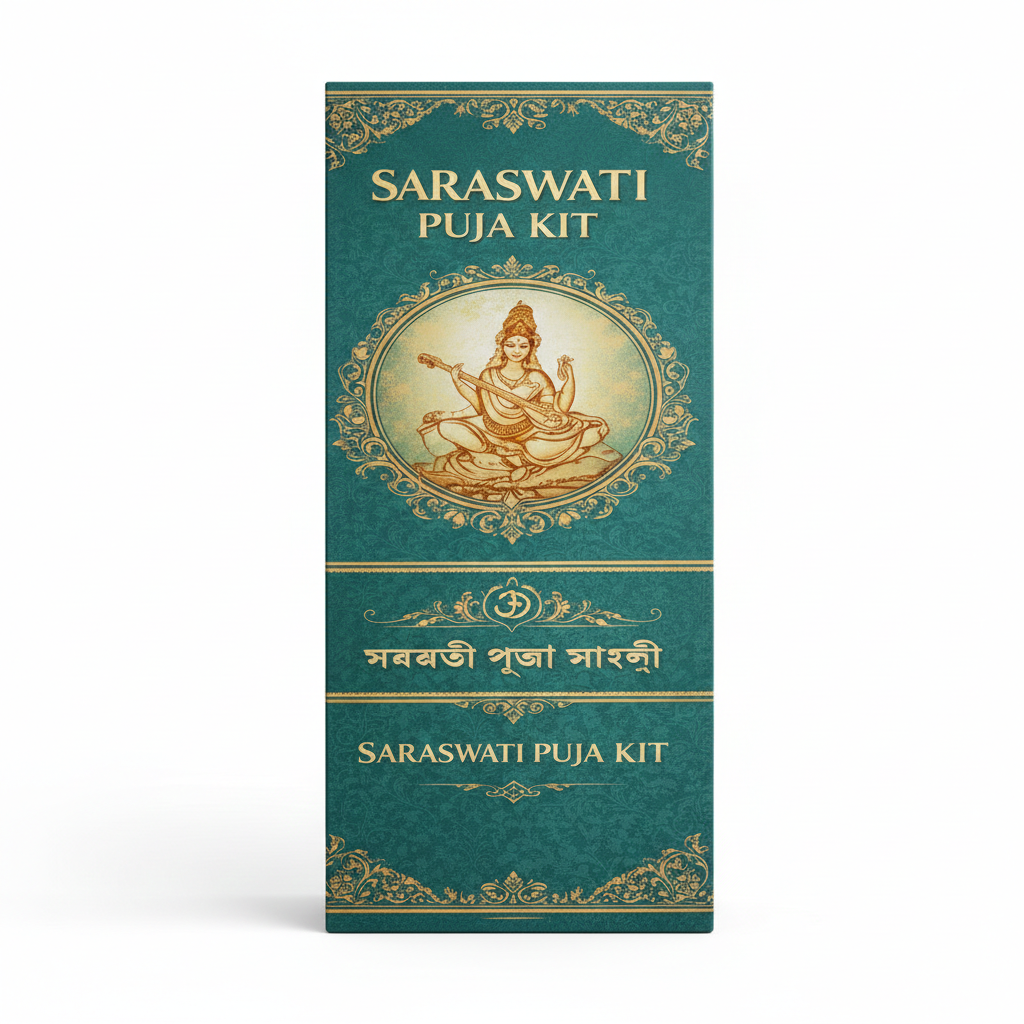 Saraswati Puja Samagri Kit with Saraswati Murti - (সরস্বতী মূর্তিসহ সম্পূর্ণ পূজা সামগ্রী কিট) - Image 3